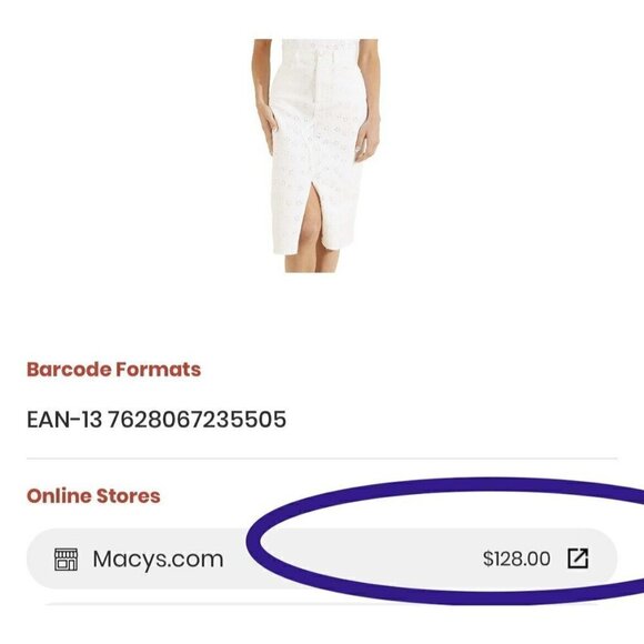 NWT GUESS Denim Eyelet Skirt White Size 27 $128 - Picture 9 of 16